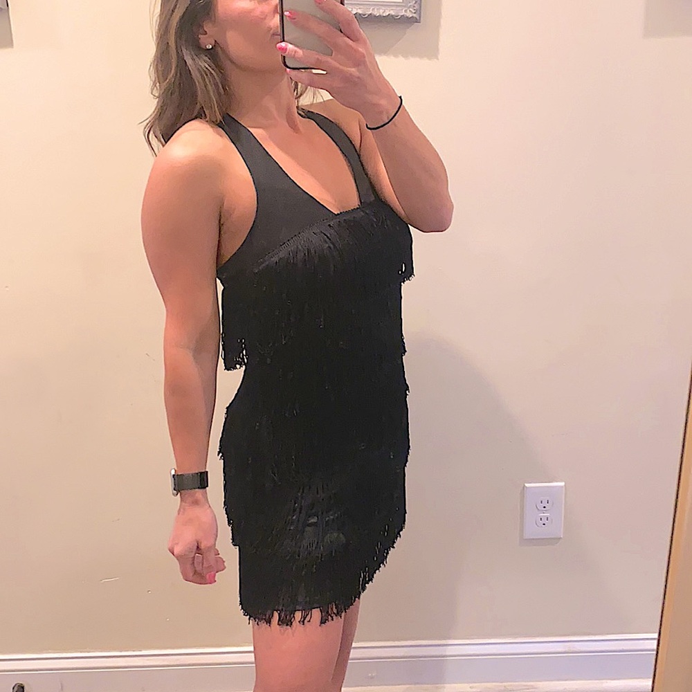 Alexia Admor Tiered Fringe Racerback Mini Dress
